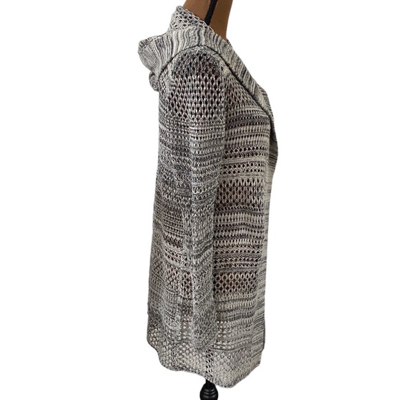 Paper Crane cotton blend open knit marled longline hooded cardigan size M - Picture 3 of 13